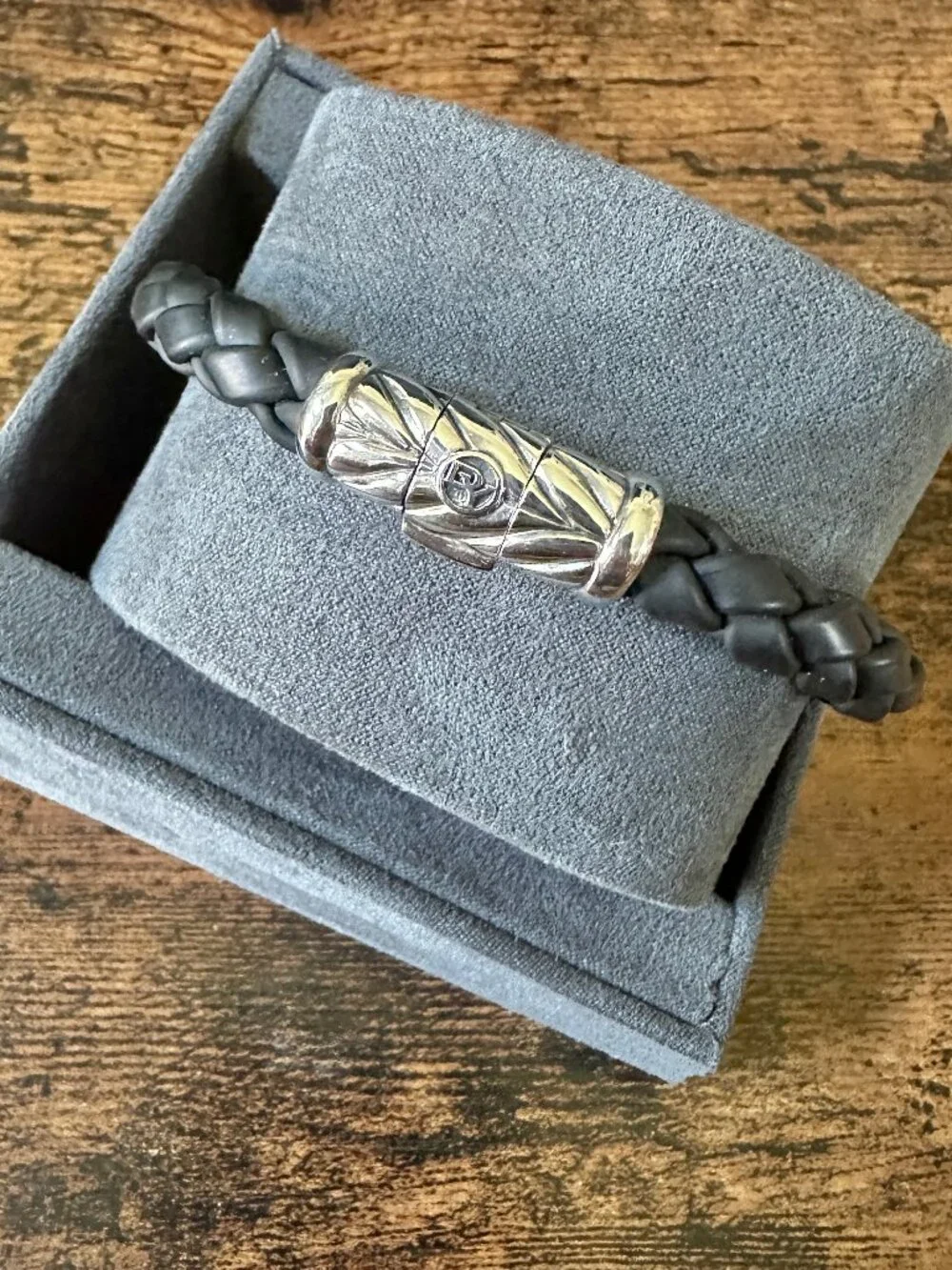 David Yurman Chevron Bracelet in Black Rubber - 8mm - 8.75